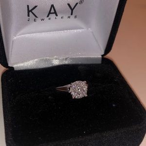 Diamond Promise Ring - round cut - sterling silver